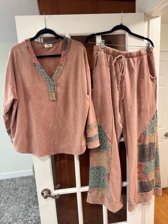 Other - BRAND NEW J HER BOHO PATCHWORK LOUNGEWEAR SET IN SUGAR ROSE COLOR